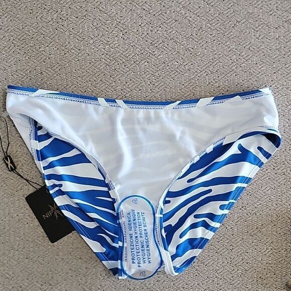 Niptuck Blue and White Zebra Print Bikini Swimsuit Bottom Size 6 - Picture 13 of 13